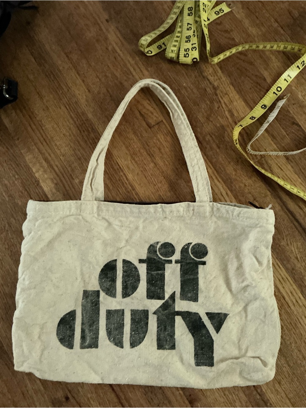 Canvas Tote Bag with Black Logo Print - Unbranded